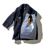 SCHOOL TIE FABRIC BAG / Navy Blue x Orange