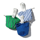 SHIRT FABRIC DRAWSTRING BAG / Blue Pencil Stripe